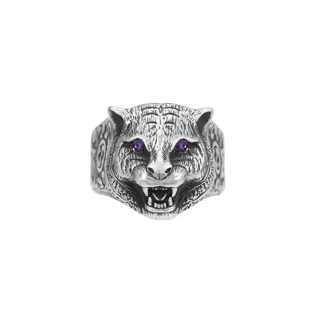 Garden Feline Head Ring Gucci Men