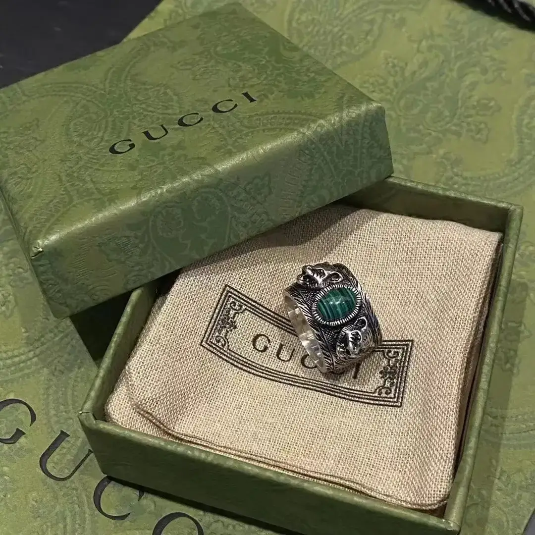 Malachite Gucci Feline Ring