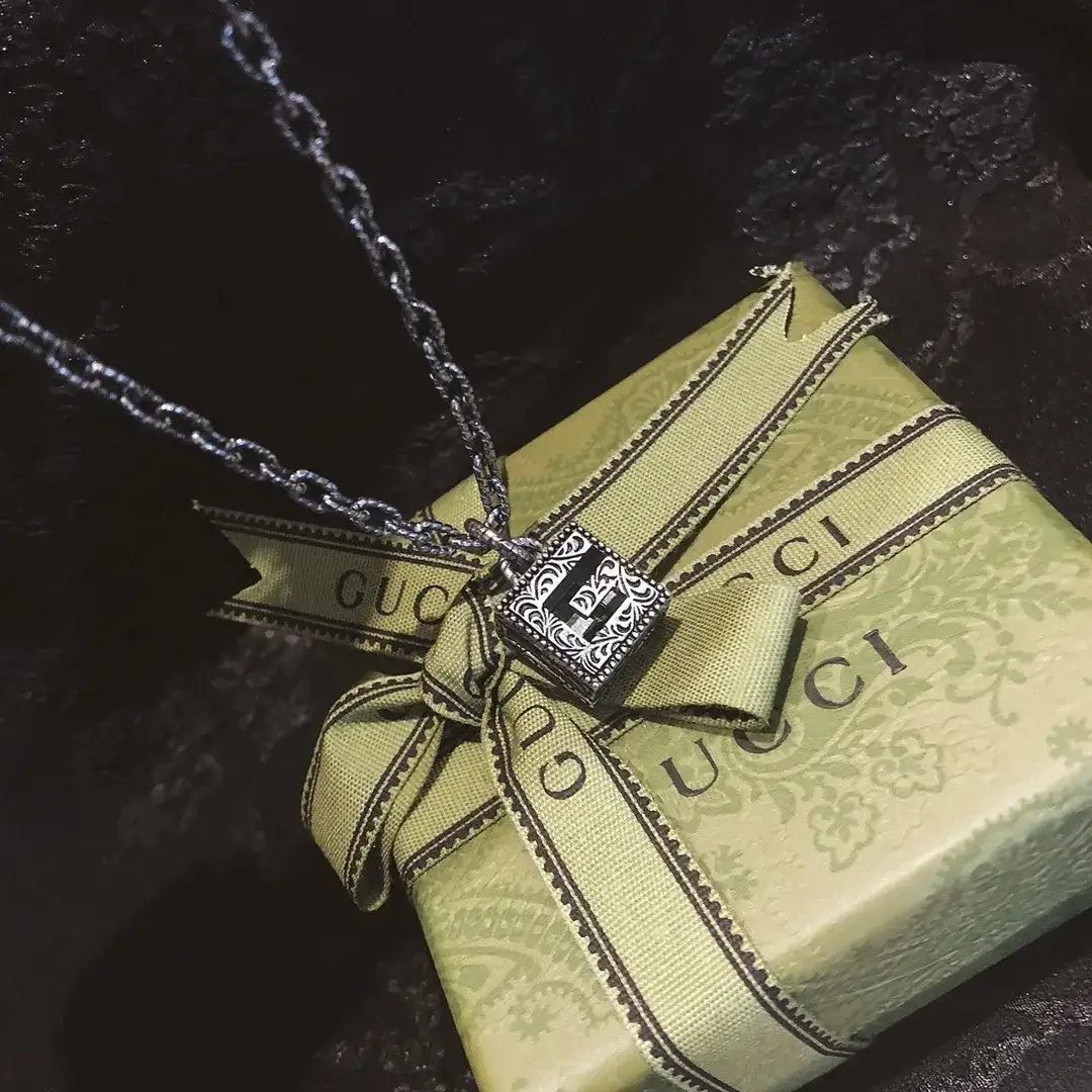Square G Cross Gucci Sterling Silver Necklace