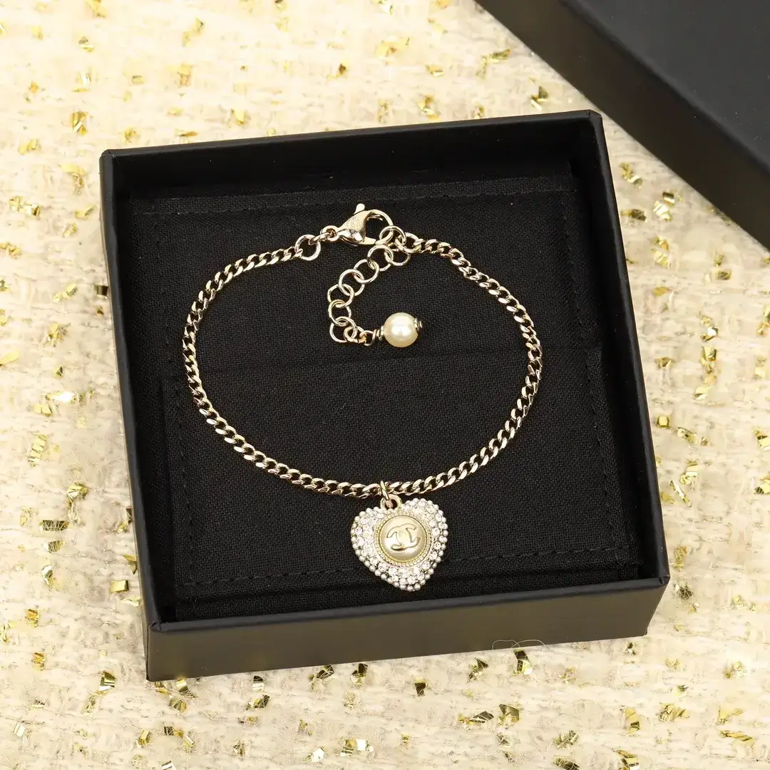 Diamond Pearl Chanel Heart Bracelet - Timeless & Romantic