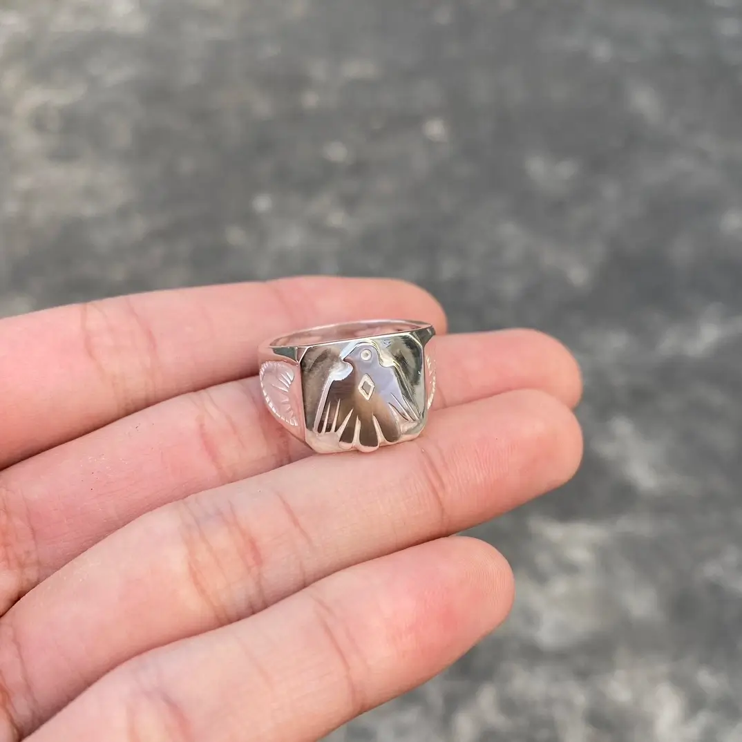 Goro’s Eagle Stamp Ring - Japanese Handmade Men’s Jewelry