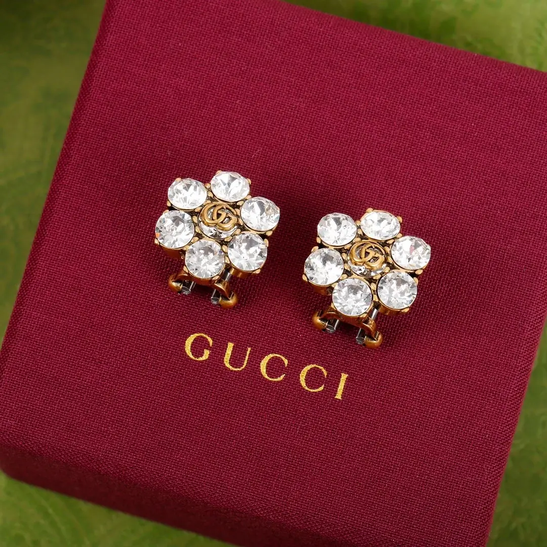 Double G Gucci Crystal Earrings - Luxury Sparkle Design