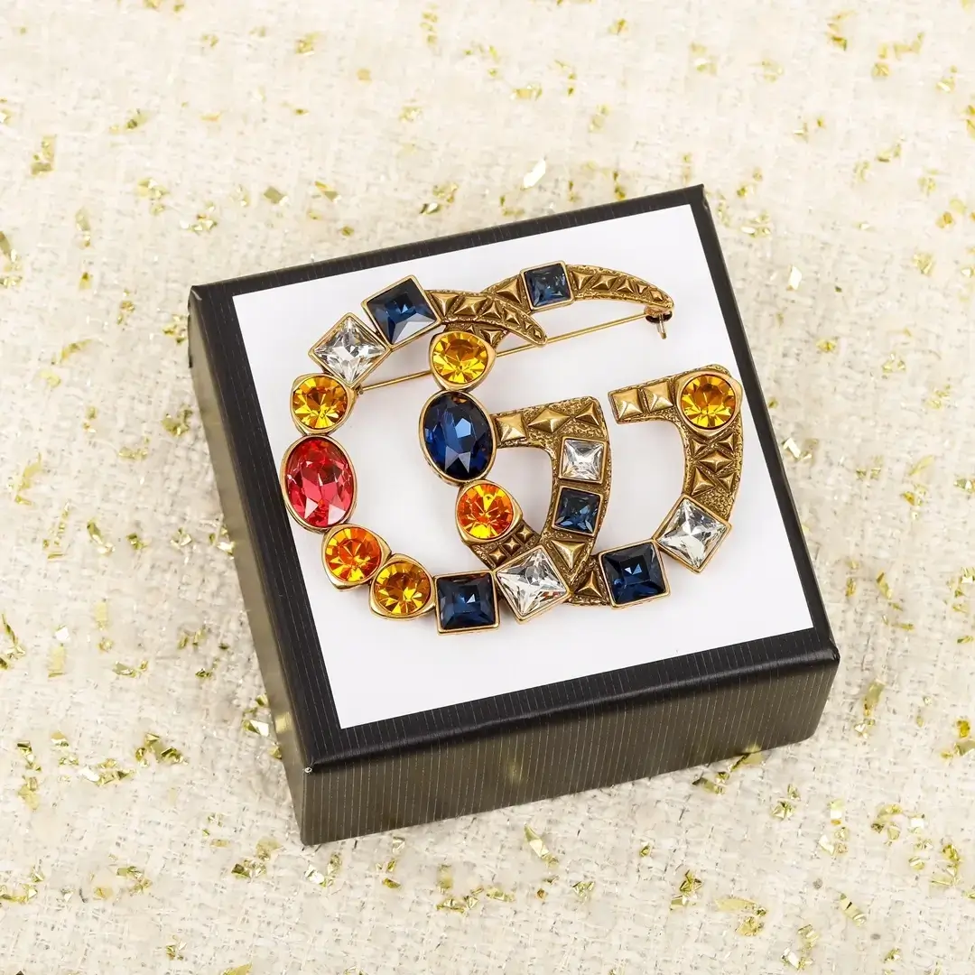 Double G Diamond Gucci Brooch Pin - Luxurious Accessory