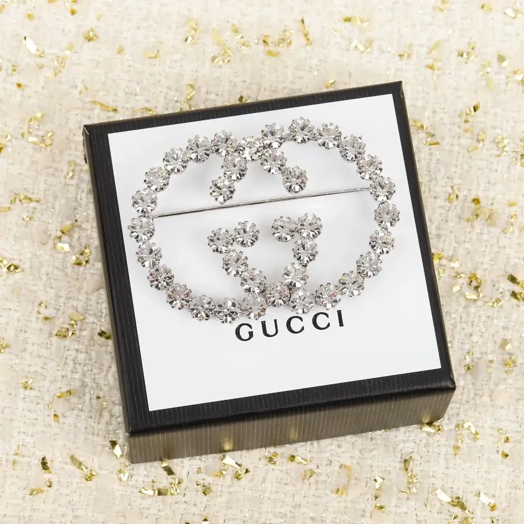Double G Diamond Gucci Hair Clip/Brooch - Luxury Glam Style