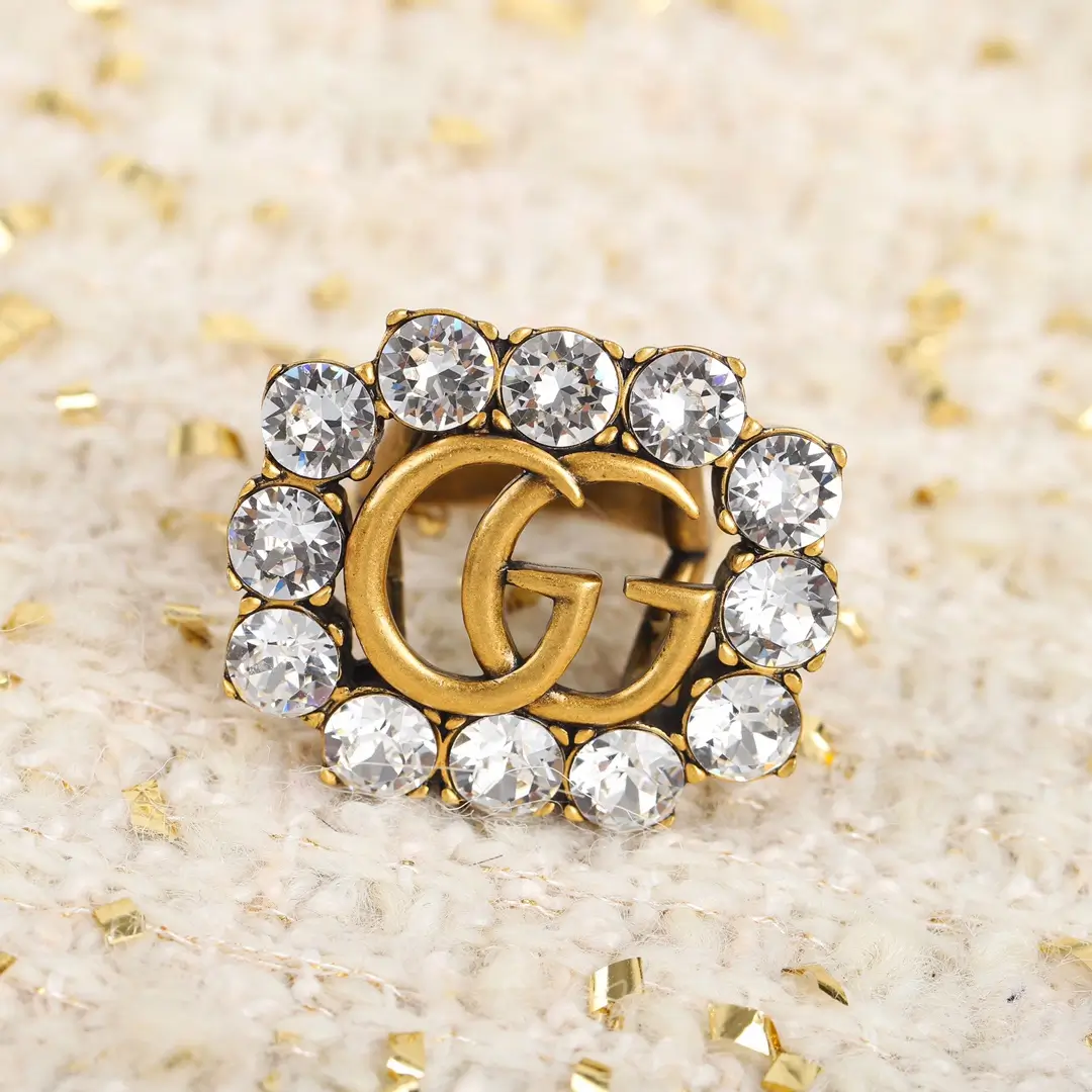 Crystals Flower Gucci Ring Double G - Vintage Glam Revival